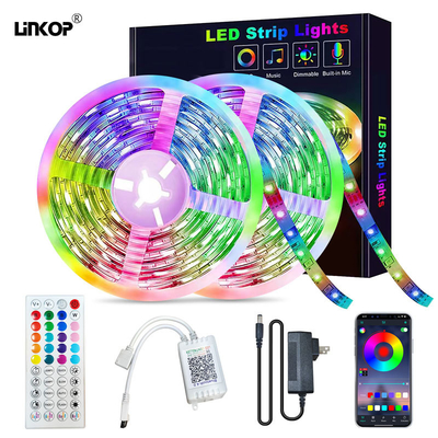 Good price Bluetooth Music Rgb Light Strip Set 5050 24v 40m 640 lámpara 44 llave Led inteligente en línea