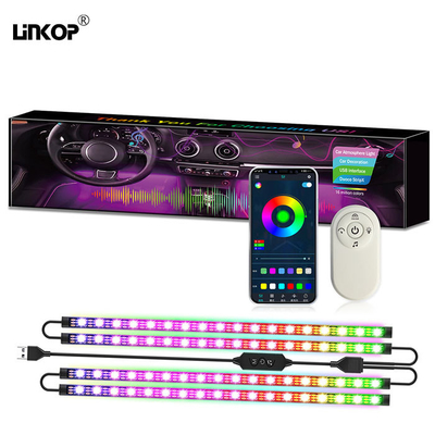 Good price Magic Car Usb Rgbic Led Strip Lights Underfoot Control de voz del coche Direccionable en línea